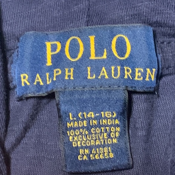 Ralph Lauren Polo Boys Navy Hoodie Tee, EUC, Size Large (14-16) - Picture 2 of 9